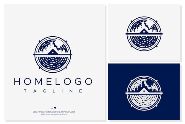 家庭户外现代圆形房子图形标志logo