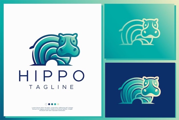 多彩河马吉祥物标志logo