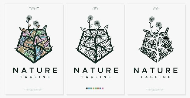 华丽春天花卉装饰花朵图形标志logo