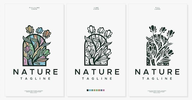 复古自然花朵花卉标志logo