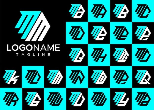 六边形字母m标志logo