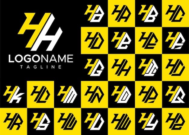 一套六边形H字母现代字母H包标志logo