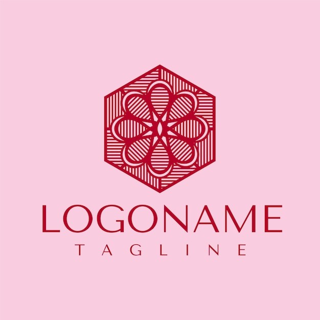 艺术花朵六边形标志logo