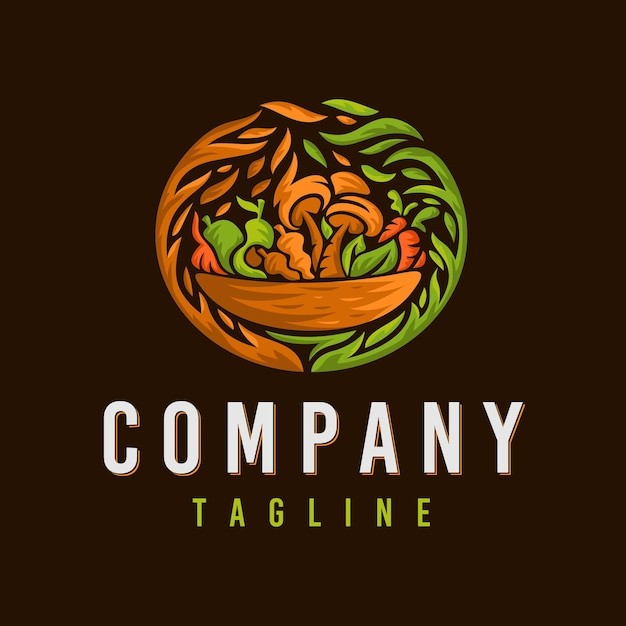 素食蘑菇蔬菜标志logo