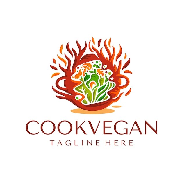 素食餐厅蔬菜烹饪标志logo