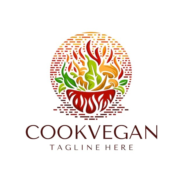 素食餐厅蔬菜烹饪标志logo