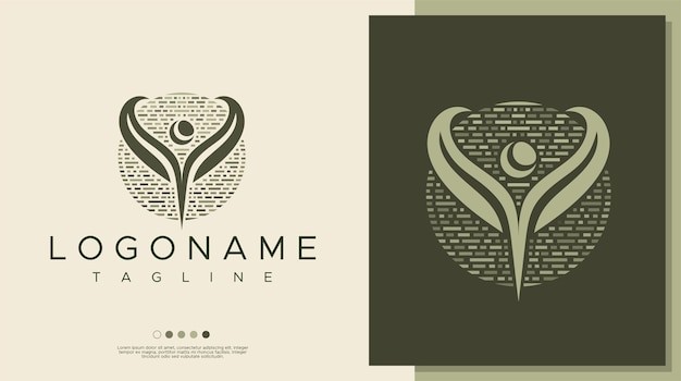 抽象的叶子人标志logo