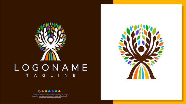 植物叶子人标志logo