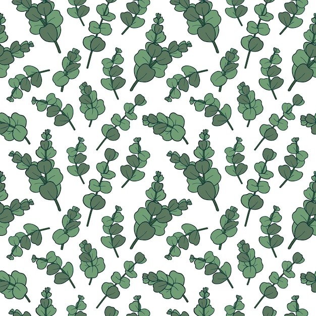 桉树树枝叶子无缝花纹