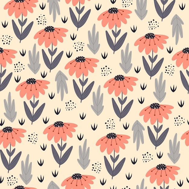 卡通花朵无缝花纹