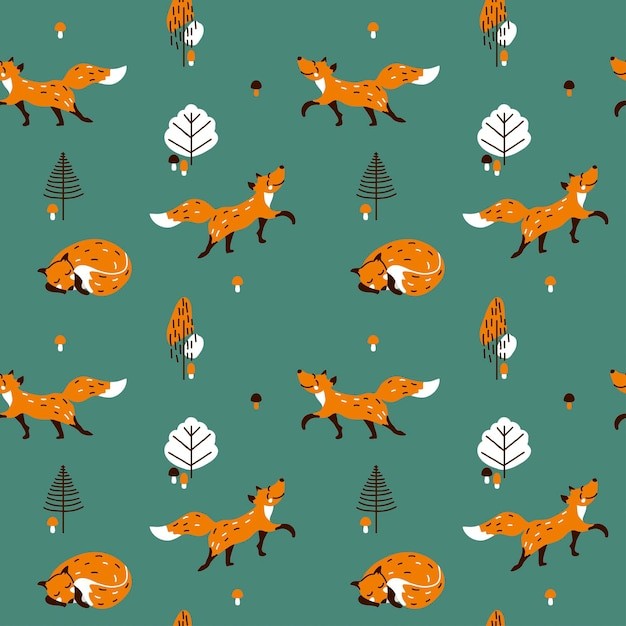狐狸无缝花纹