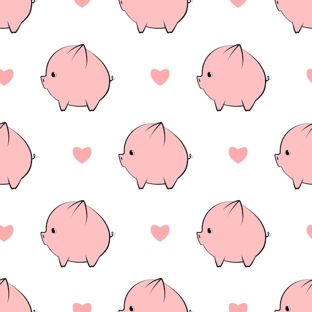 可爱的小猪无缝花纹