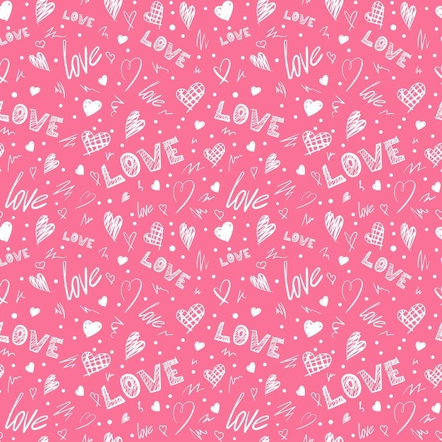 情人节手绘爱心包装纸无缝花纹
