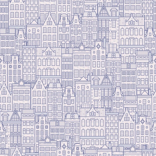 欧式城市建筑无缝花纹