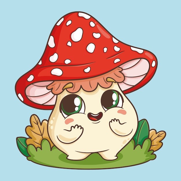 手绘蘑菇卡通插画