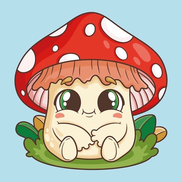 手绘蘑菇卡通插画