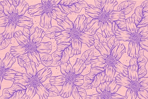 手绘花卉轮廓背景