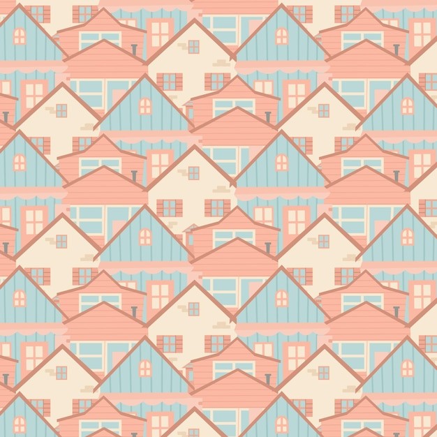 手绘房屋无缝贴图花纹