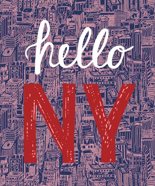 你好纽约城市建筑背景花纹