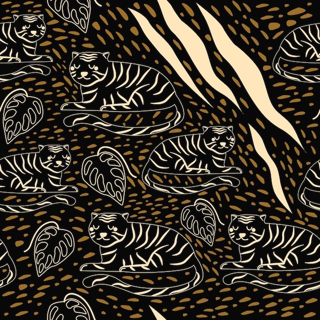 植物老虎无缝贴图花纹