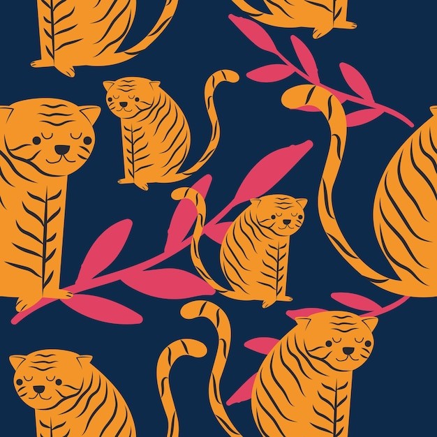 植物老虎无缝贴图花纹