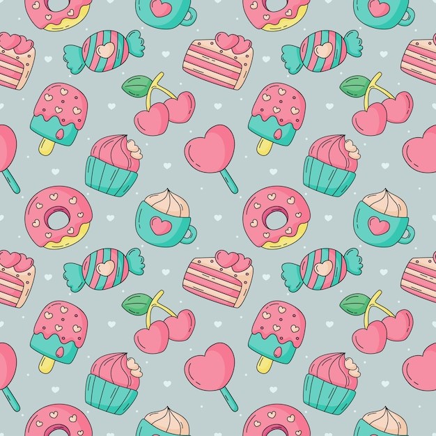 情人节甜糖果蛋糕无缝贴图花纹图案