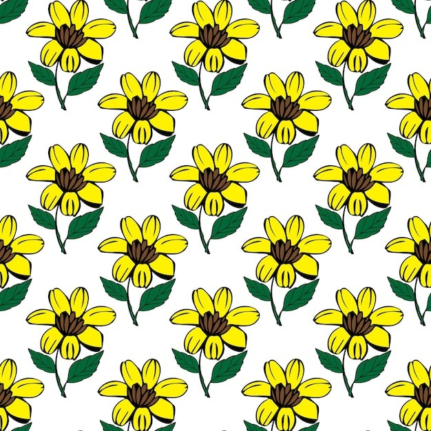 黄色金盏花花朵无缝贴图花纹图案