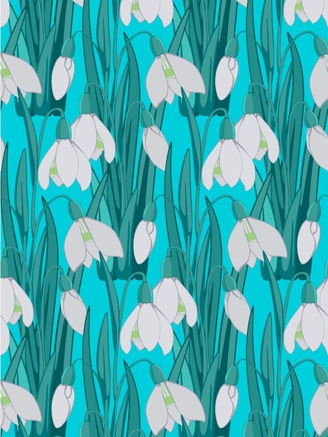 雪花莲花朵无缝贴图花纹图案