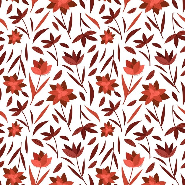 红色花朵无缝贴图花纹图案
