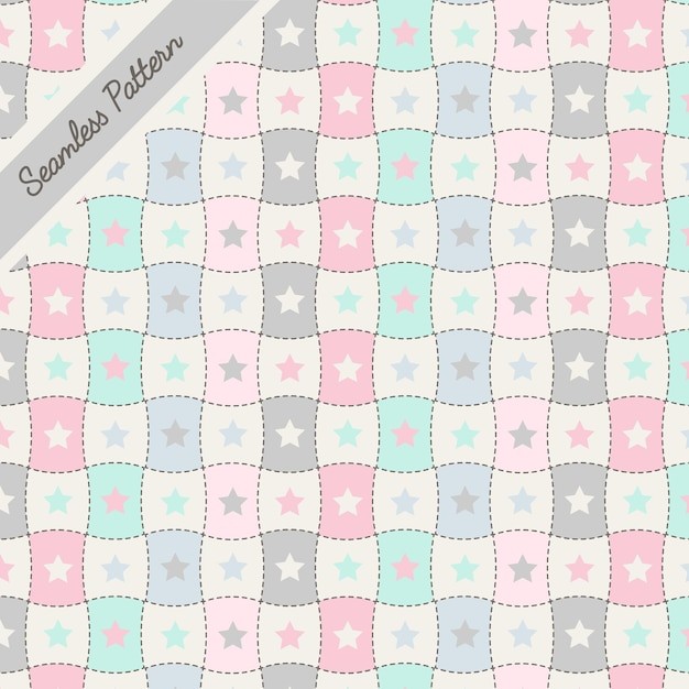 彩色星星格子无缝贴图花纹图案