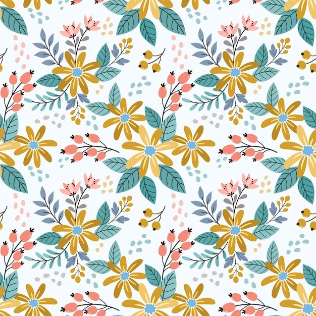 花朵浆果无缝贴图花纹图案