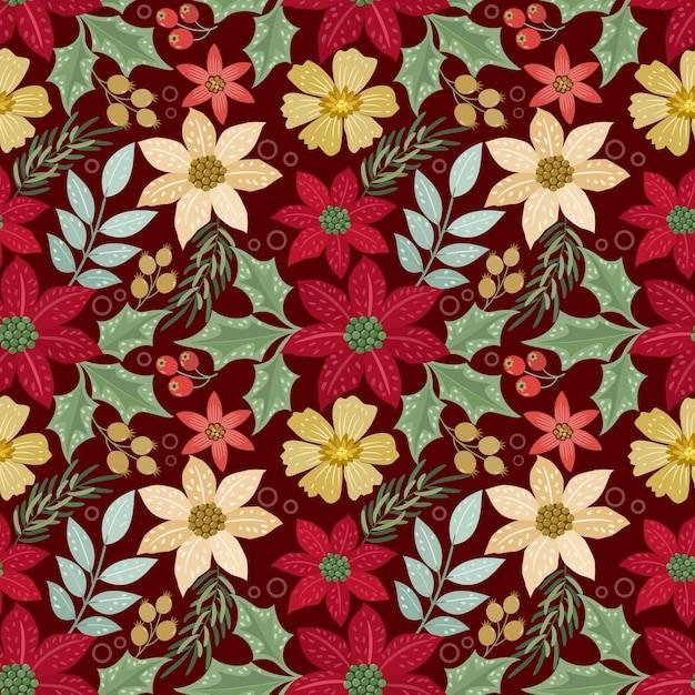 圣诞节花朵无缝贴图花纹图案