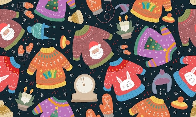 圣诞节毛衣无缝贴图花纹图案