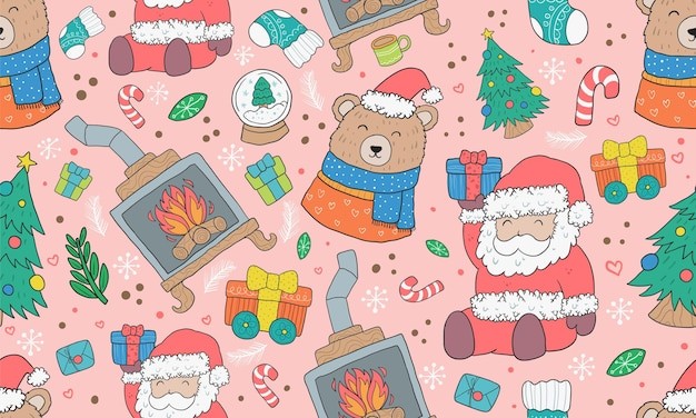 圣诞节元素无缝贴图花纹图案