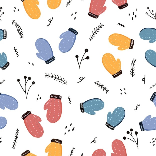 冬季毛线保暖手套无缝贴图花纹图案