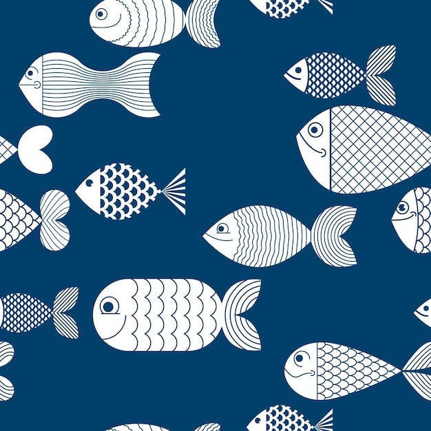 卡通鱼无缝贴图花纹图案