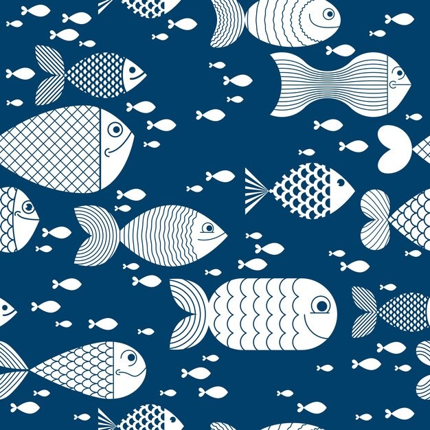 卡通鱼无缝贴图花纹图案