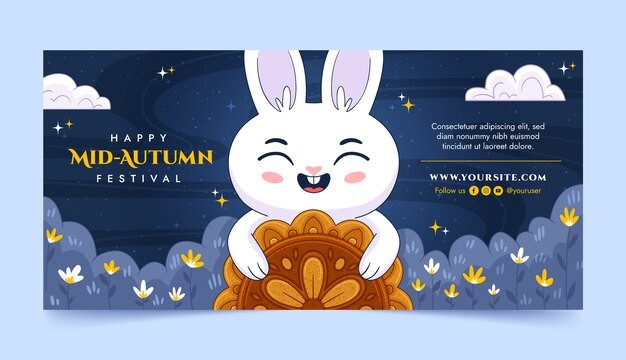 中秋节兔子月饼背景banner