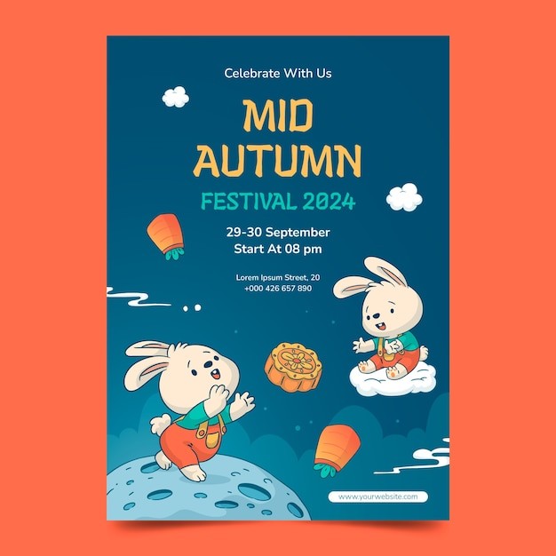 中秋节兔子竖版海报