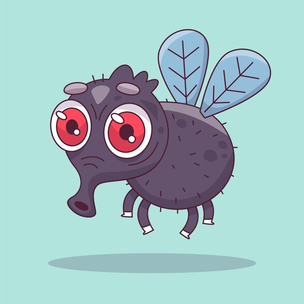 手绘卡通苍蝇动物插画