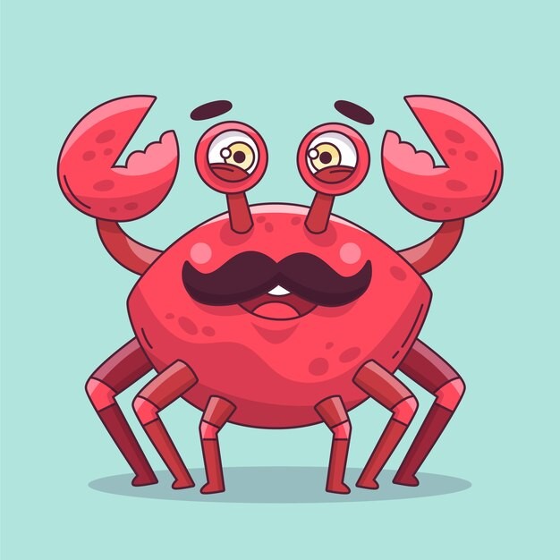 手绘卡通螃蟹动物插画