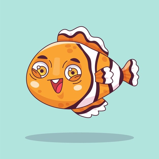 手绘卡通鱼动物插画