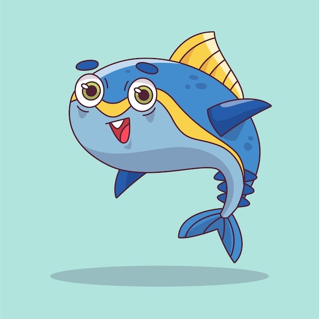 手绘卡通鱼动物插画