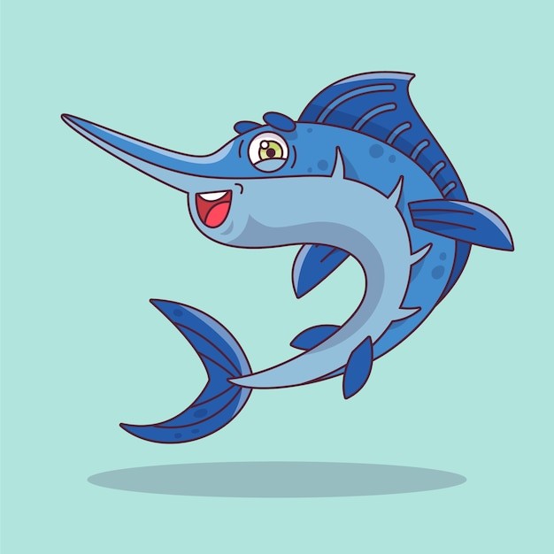 手绘卡通鱼动物插画