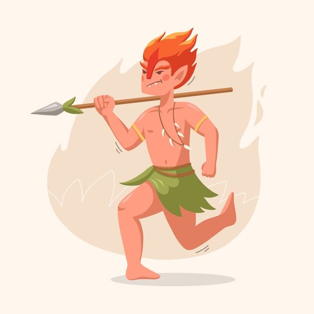 手绘原始人插画