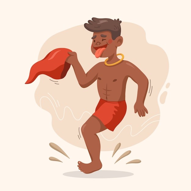 手绘原始人插画