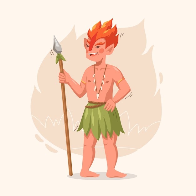 手绘原始人插画