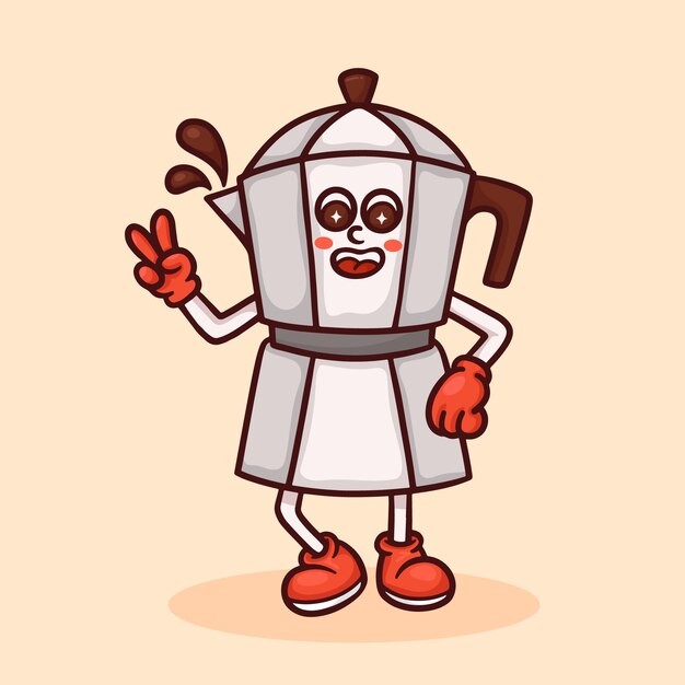 手绘卡通咖啡杯插画