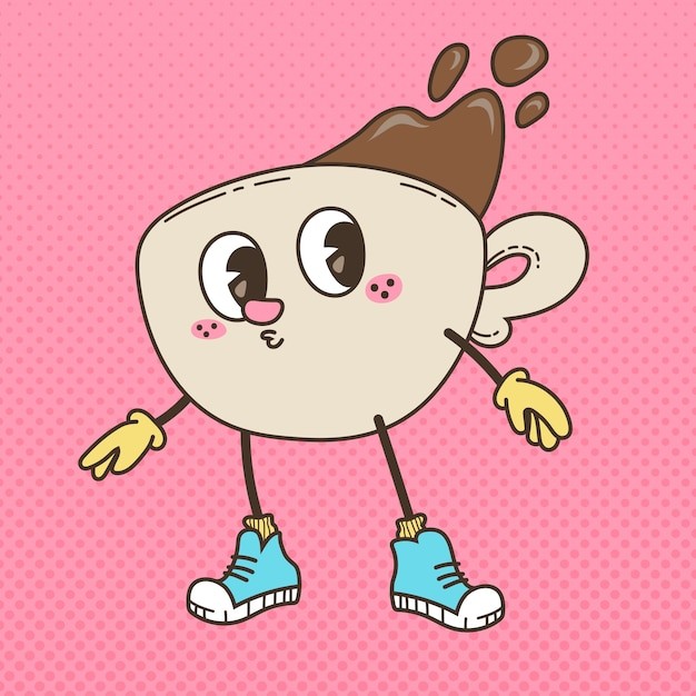 手绘卡通咖啡杯插画