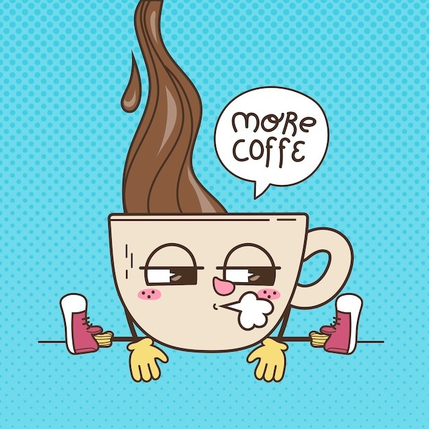 手绘卡通咖啡杯插画